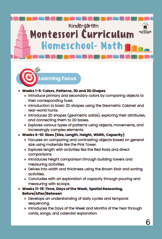 Everyday Play N Learn Homeschool Series: Montessori Curriculum Preschool Math (ages 3–5)