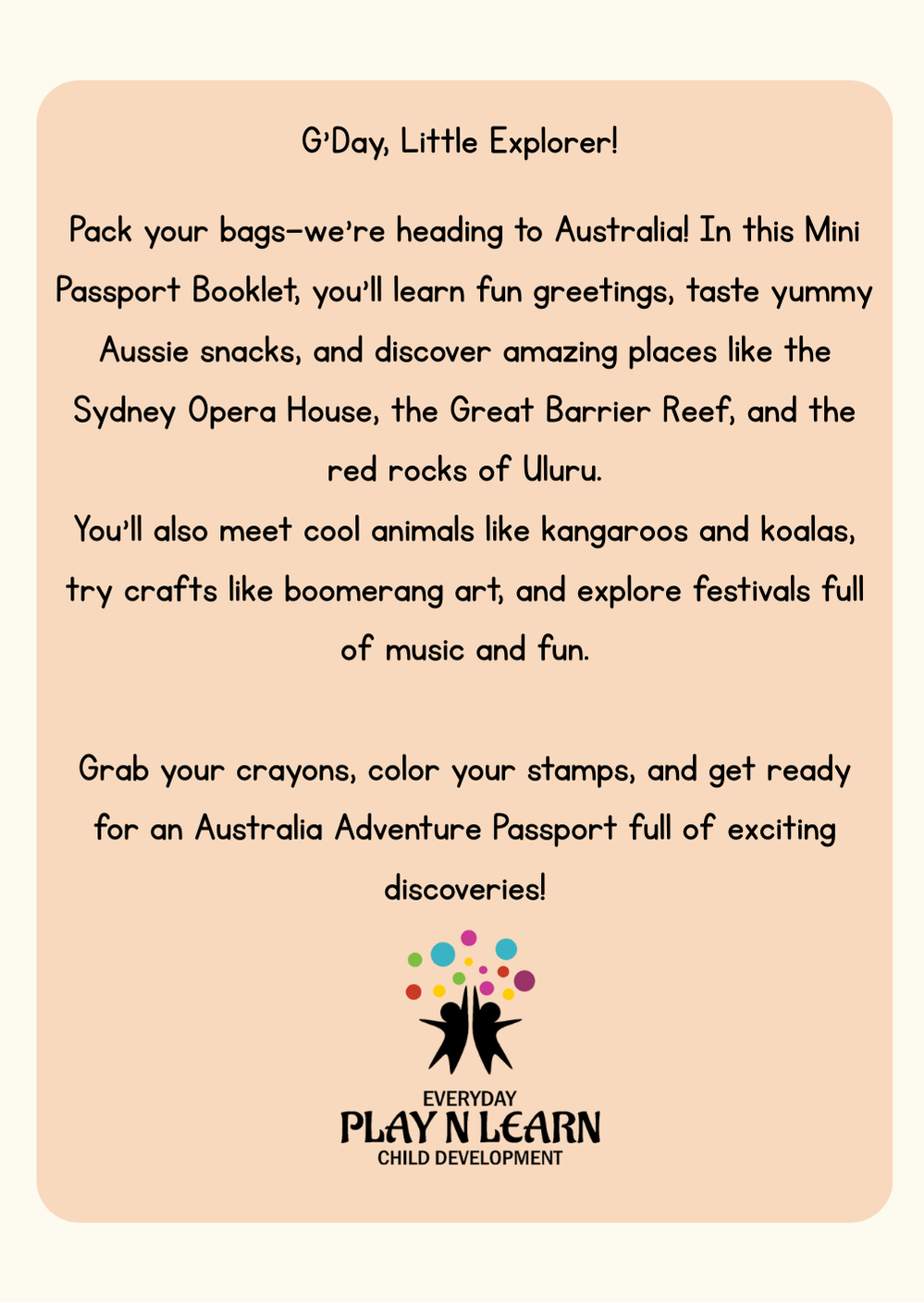 Australia - Culture & Kindness Passport | Ages 6+