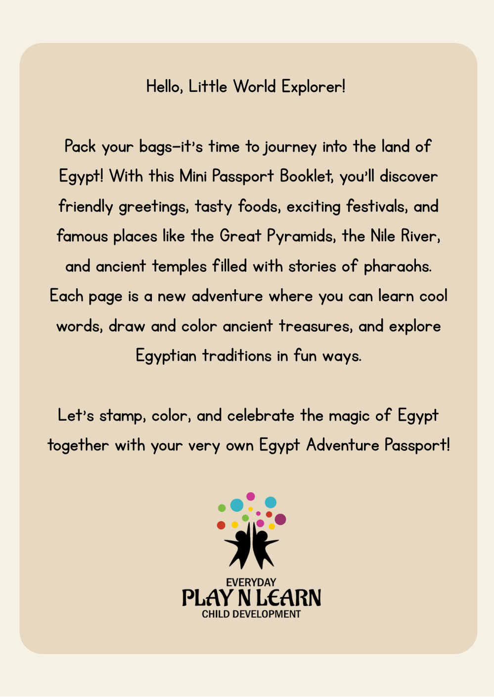 Egypt – Culture & Kindness Passport | Ages 6+