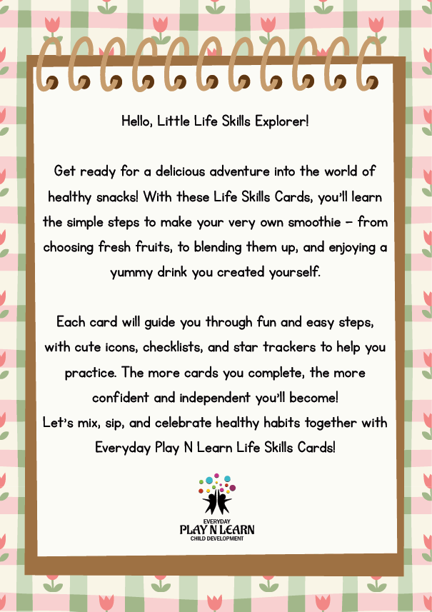 Life Skills Cards – Making a Smoothie | Ages 3-6 (Downloadable)