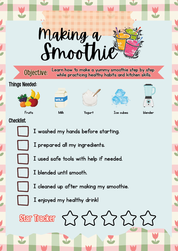 Life Skills Cards – Making a Smoothie | Ages 3-6 (Downloadable)