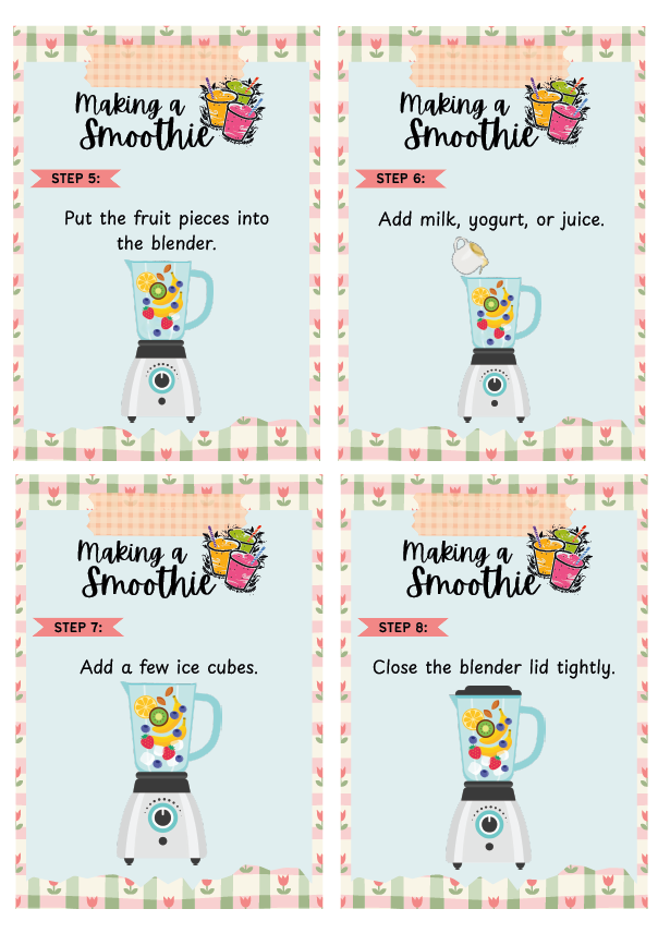 Life Skills Cards – Making a Smoothie | Ages 4+ (Downloadable)