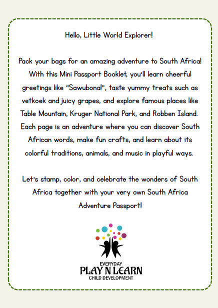South Africa – Culture & Kindness Passport | Ages 5+