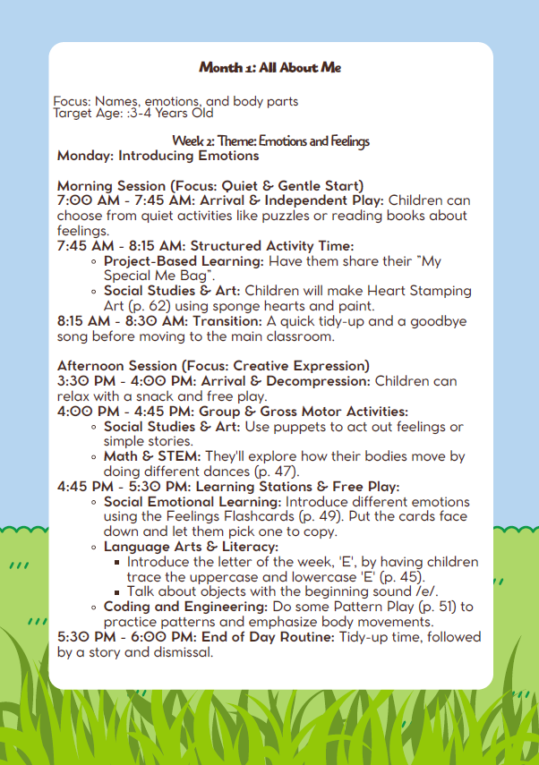 DC Lesson Plan: 3–4 Years Old – September