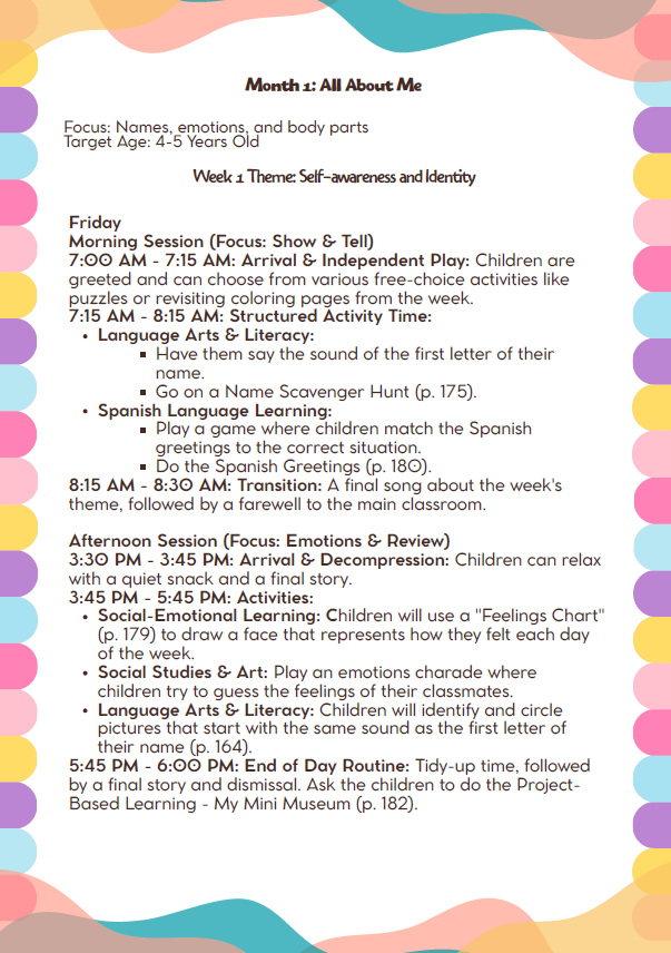 DC Lesson Plan: 4–5 Years Old – September