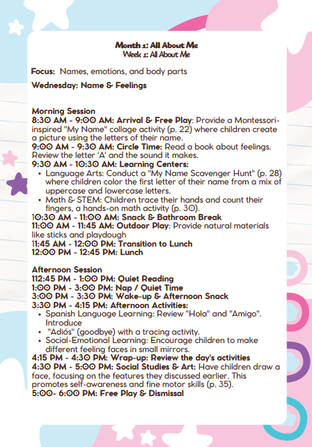 MD Lesson Plan: 3β4 Years Old β September