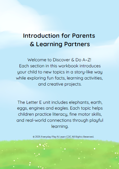 Letter E β Standard Themed Pack | Ages 3β6