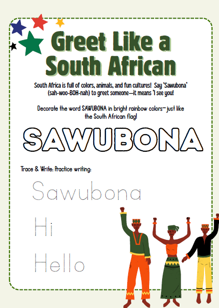 South Africa – Culture & Kindness Passport | Ages 5+
