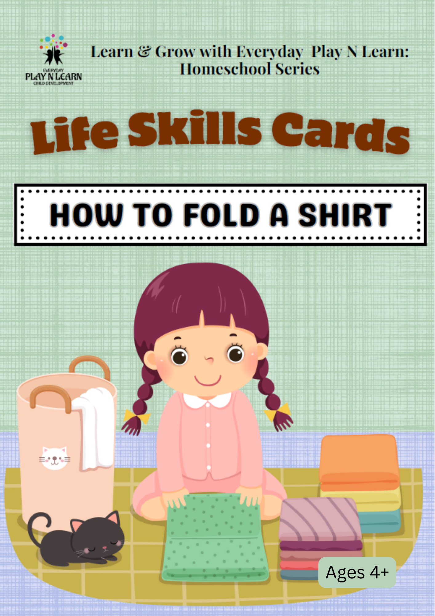 Life Skills Cards – How to Fold a Shirt | Ages 4+ (Downloadable)