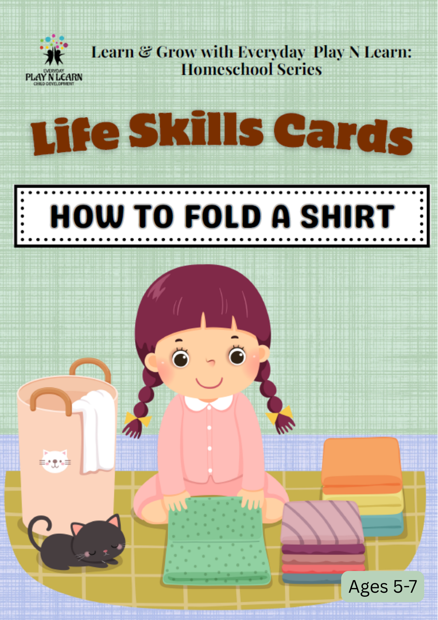 Life Skills Cards – How to Fold a Shirt | Ages 5-7 (Downloadable)