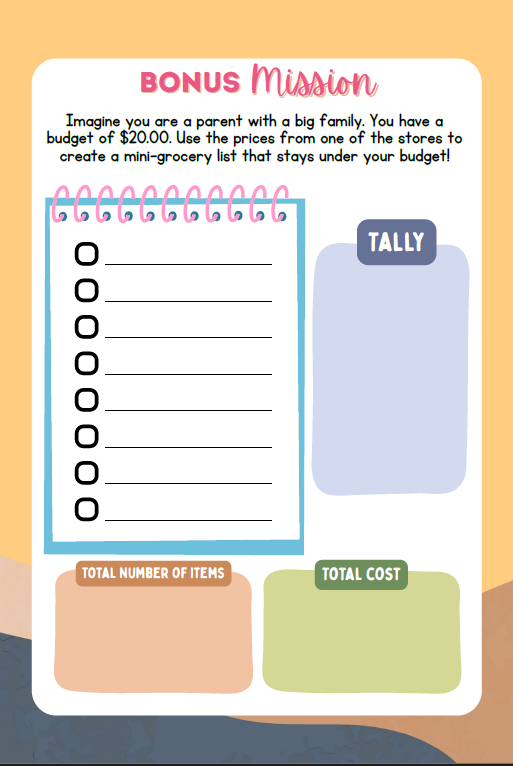 Grocery and Meal Planning | Ages 5+