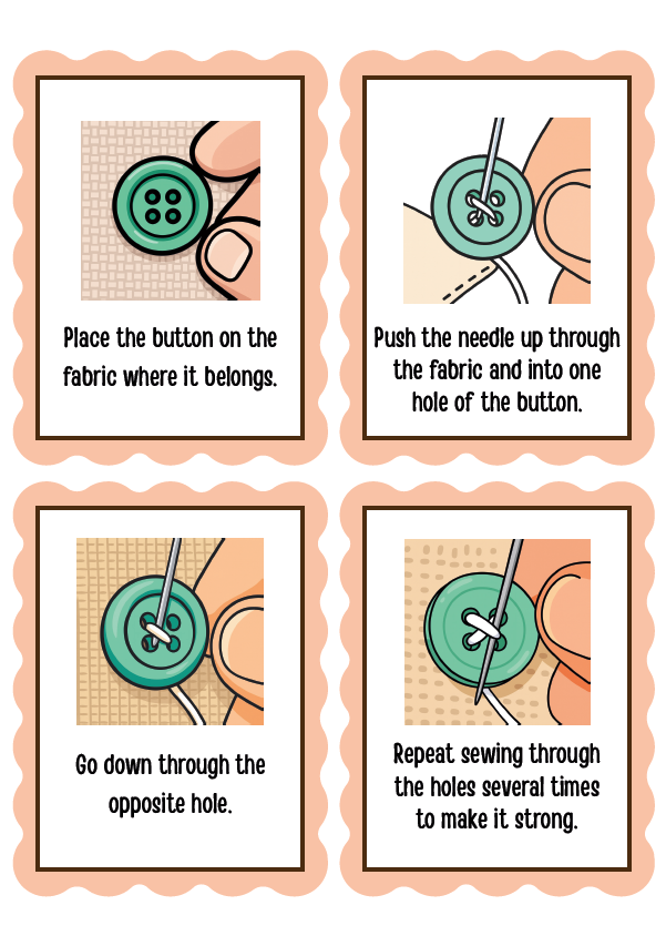FREE: Life Skills Cards – Sew a Button | Ages 3-6 (Downloadable)
