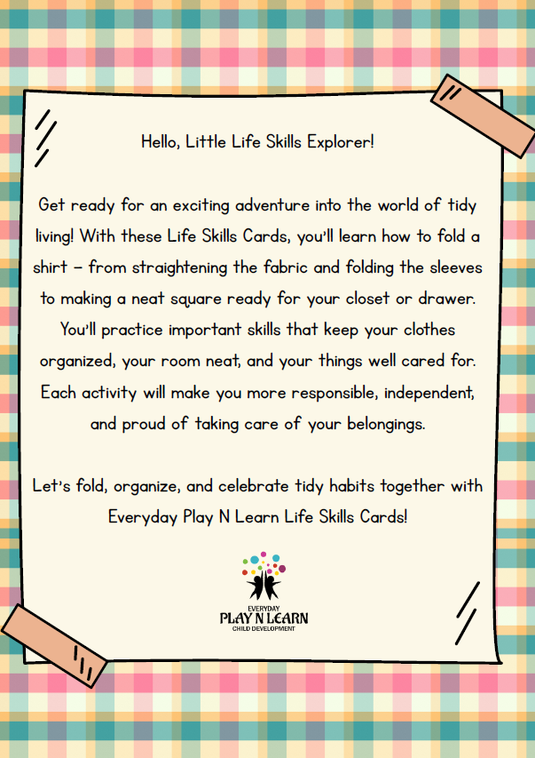 Life Skills Cards – How to Fold a Shirt | Ages 5-7 (Downloadable)