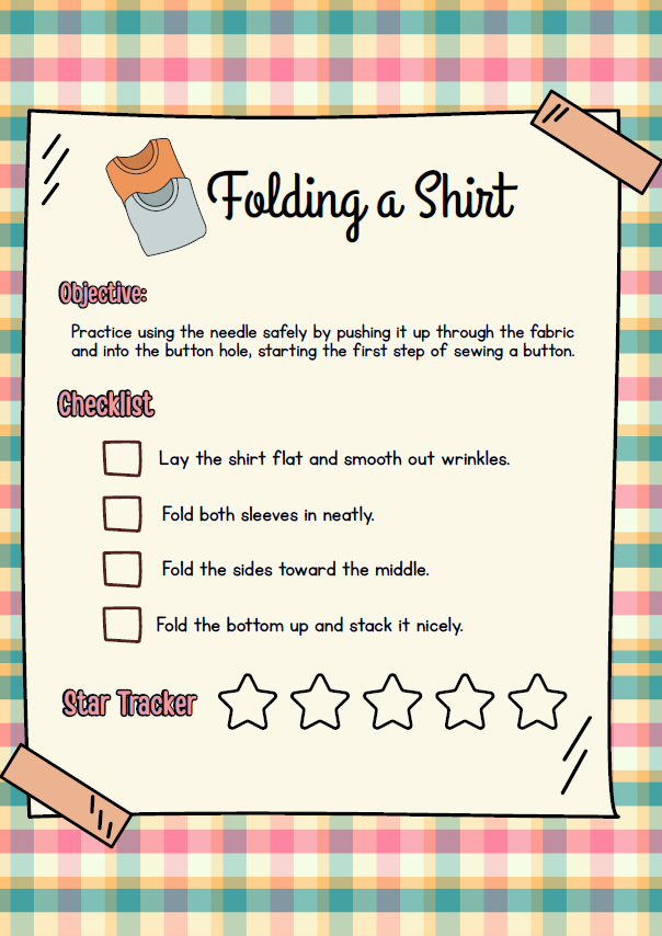 Life Skills Cards – How to Fold a Shirt | Ages 5-7 (Downloadable)