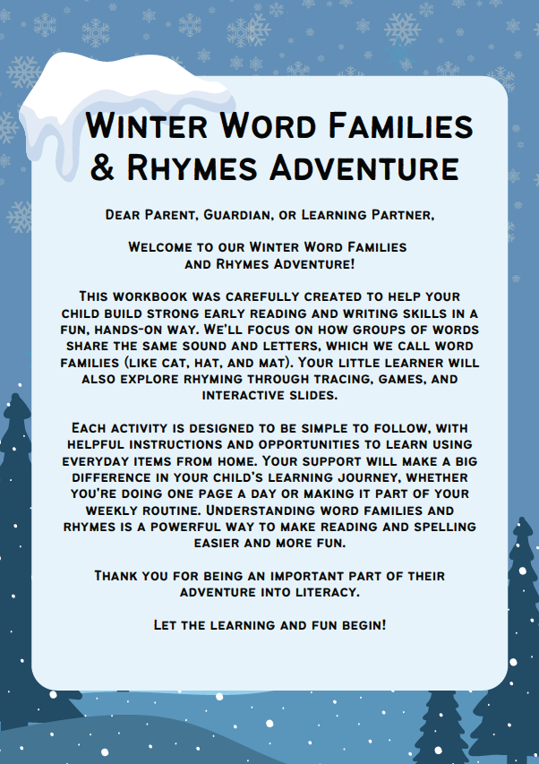 Winter Word Families & Rhymes Adventure | Ages 4–7 (Themed Learning Series)