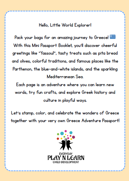 Greece – Culture & Kindness Passport | Ages 5+