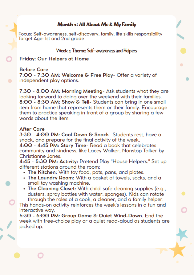 DC Lesson Plan: 1st & 2nd Grade – September