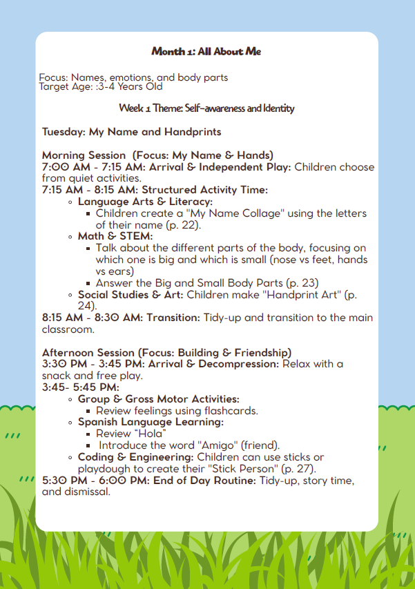 DC Lesson Plan: 3–4 Years Old – September