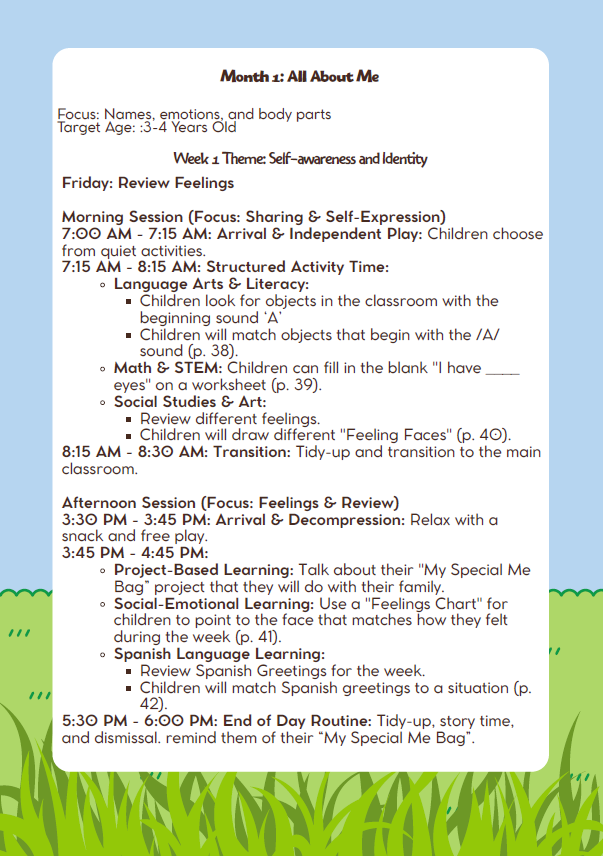 DC Lesson Plan: 3–4 Years Old – September