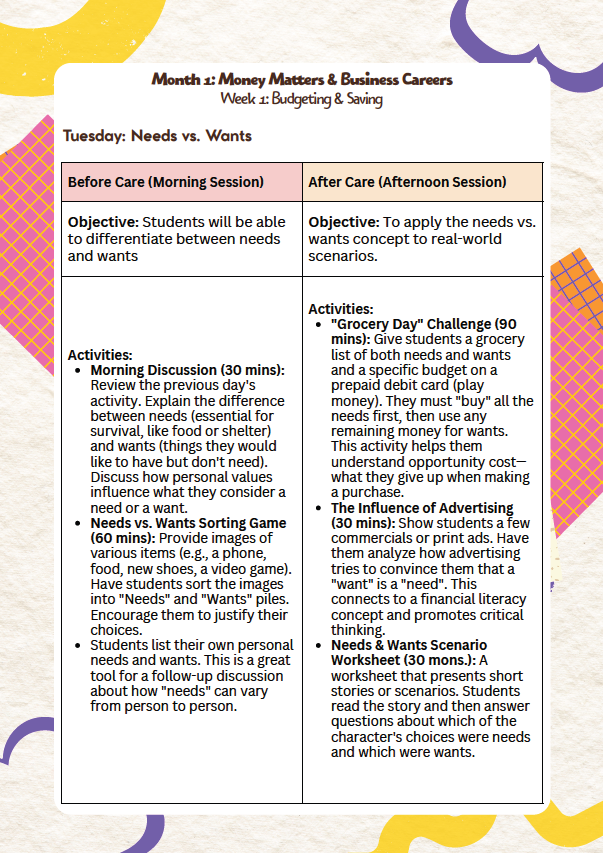 DC Lesson Plan: 6th & 7th Grade – September