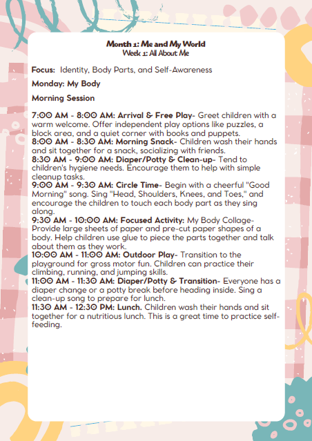 MD Lesson Plan: 2 Years Old (24–36 Months) – September