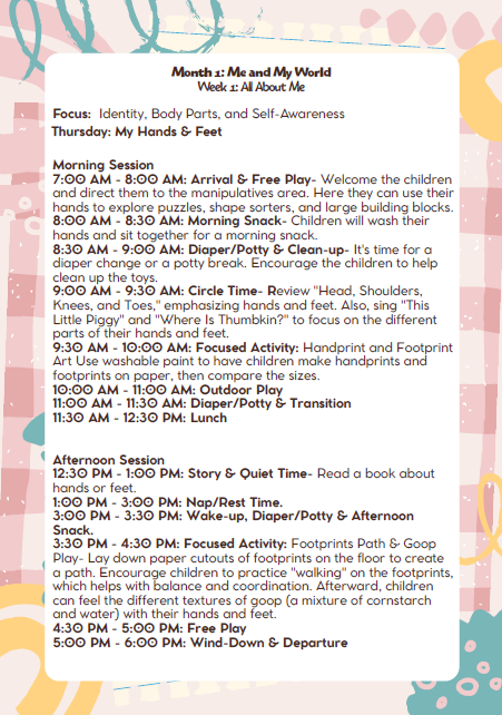 MD Lesson Plan: 2 Years Old (24–36 Months) – September