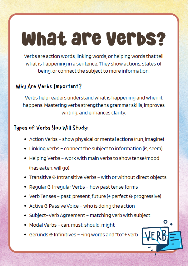 Action Words Adventure | 7th-8th grade