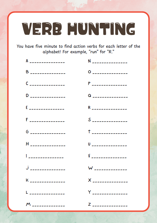 Action Words Adventure | 3rd-4th grade