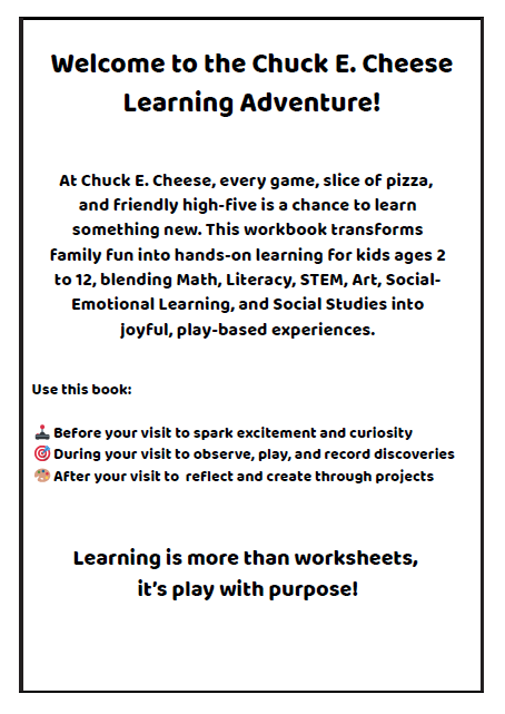 Chuck E. Cheese Learning Adventure Book | Ages 2-12